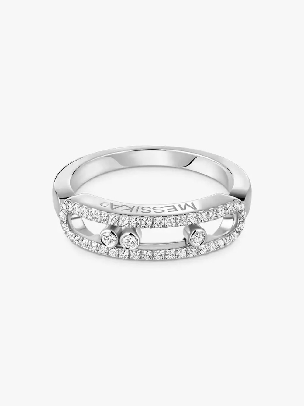 Messika Silver Pavé Double-Row Floating Diamond Ring